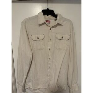 Mens Wrangler Button Down Long Sleeve White Size M